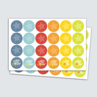 48 Reward Star Stickers For Use With Kids Reward Charts (Space Colourway)