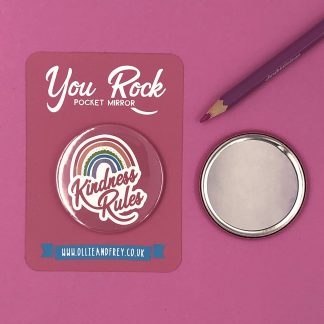 You Rock Positivity Pocket Mirror or Magnet, Kindness Rules Design